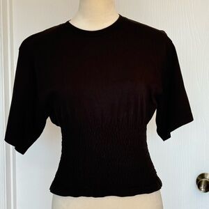 Rebecca Minkoff Black Smocked Waist Women's Top